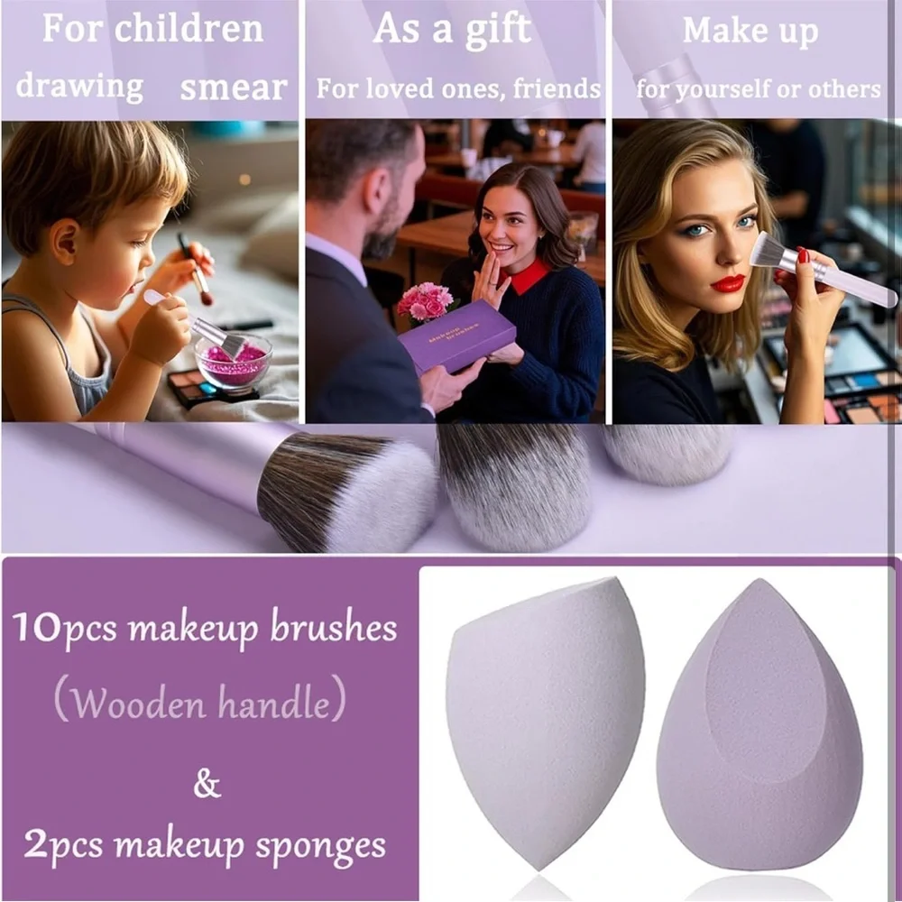 Makeup Brush Set with blending Sponges